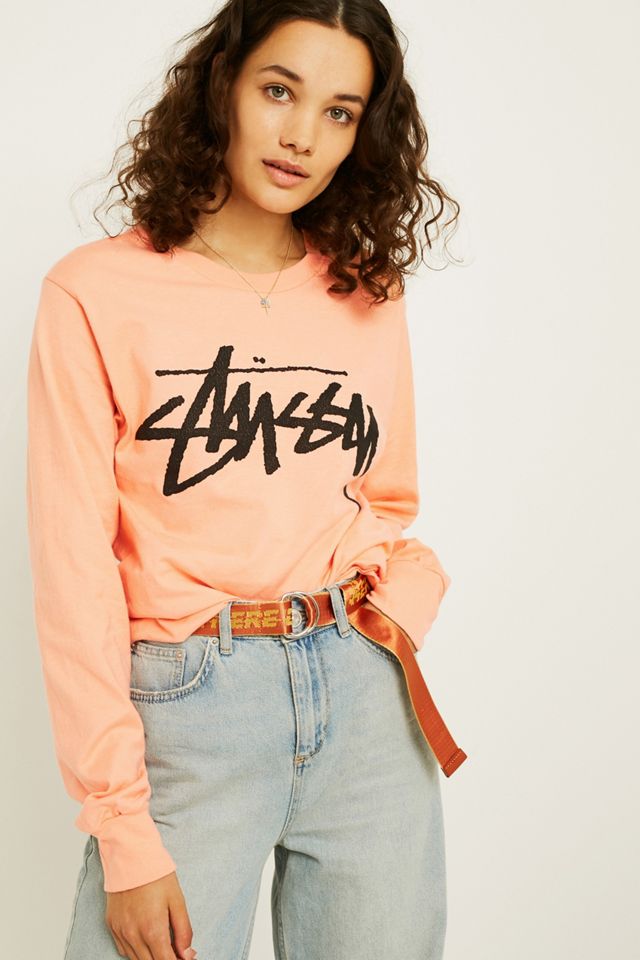 Stussy - T-shirt manches longues Stock logo rose #1