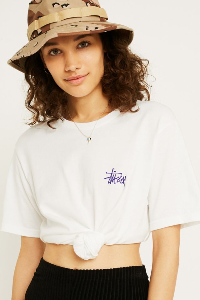 Stussy – Logo-T-Shirt im Basic-Style in Off White #4