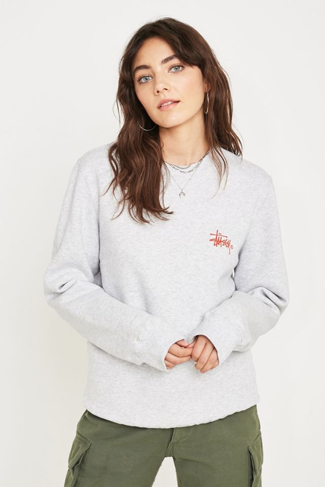 Stussy Basic Logo Sudadera gris crew neck #3
