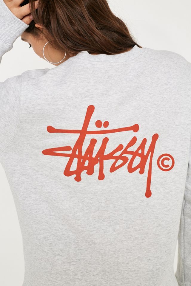 Stussy Basic Logo Sudadera gris crew neck #4
