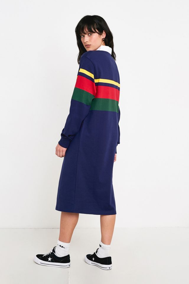 Stussy – Langärmliges, gestreiftes Rugbykleid in Rosewood #2