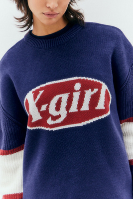 X-girl Oval Logo Jacquard Knit Jumper | Urban Outfitters UK