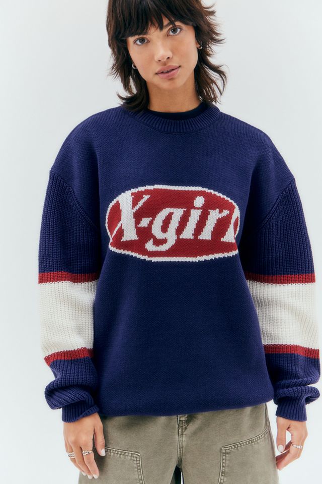 X-girl Oval Logo Jacquard Knit Jumper | Urban Outfitters UK
