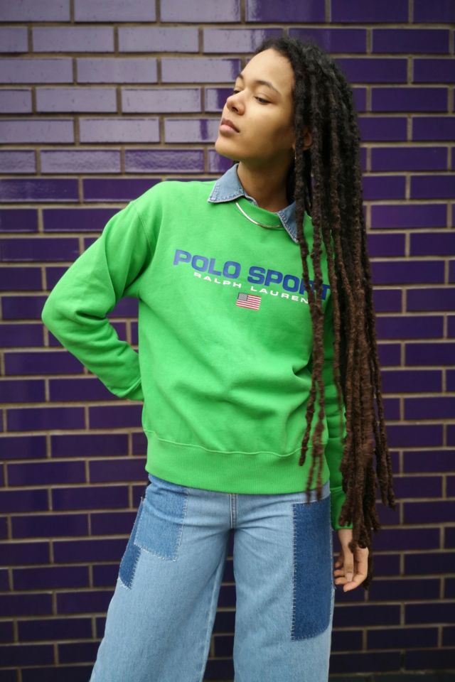 Polo Ralph Lauren Green Logo Crew Neck Sweatshirt | Urban Outfitters UK