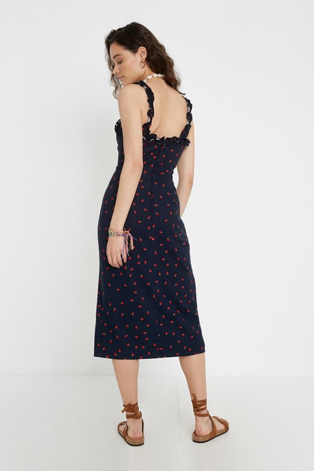 Finders Keepers Lola Strawberry Print Vestido Midi #3