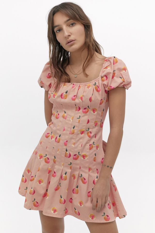 Finders Keepers Fruit Print Pleated Mini Dress