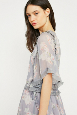 Robe Mini Tablier Stevie May Delirium – Imprimé Floral Blanc Et Dos Nu – Taille S
