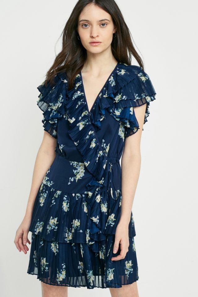 Stevie May Midnight Blooms Wrap Mini Dress | Urban Outfitters UK