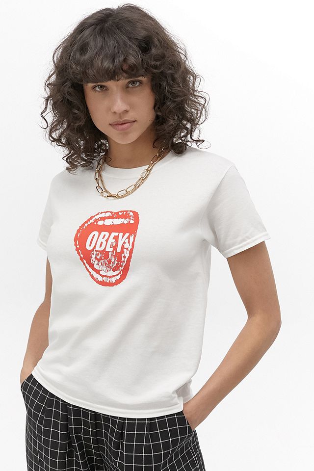 OBEY Screamin' Lips 2 Shrunken T-Shirt | Urban Outfitters UK