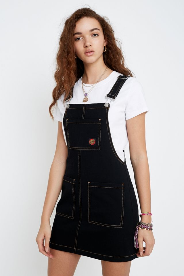 Santa Cruz UO Exclusive Black Pinafore Mini Dress | Urban Outfitters UK