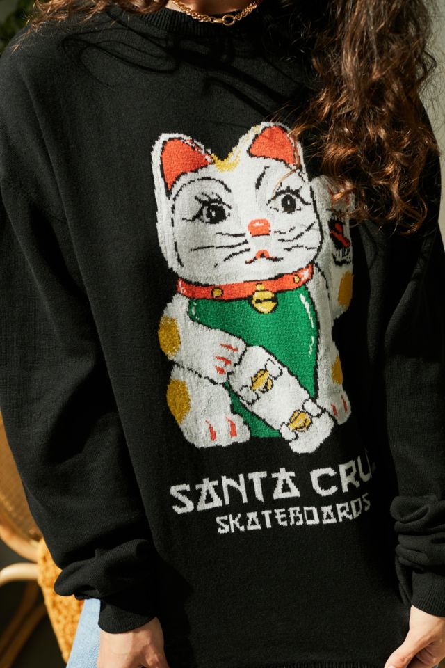 Santa Cruz Lucky Cat Crew Neck Sweatshirt Urban Outfitters UK