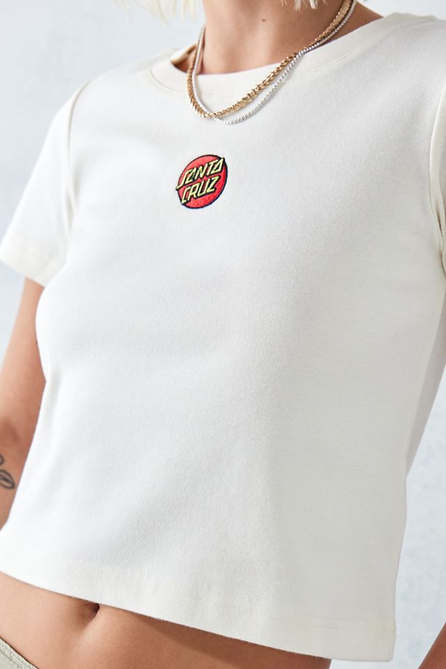 Santa Cruz Ecru Embroidered Dot T-Shirt | Urban Outfitters UK