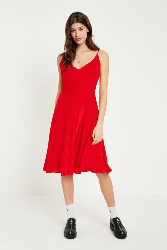 Calvin Klein Red Crepe Slip Dress #1