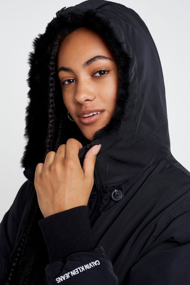 Calvin Klein Jeans Faux Fur Lined Bomber Jacket Urban Outfitters UK
