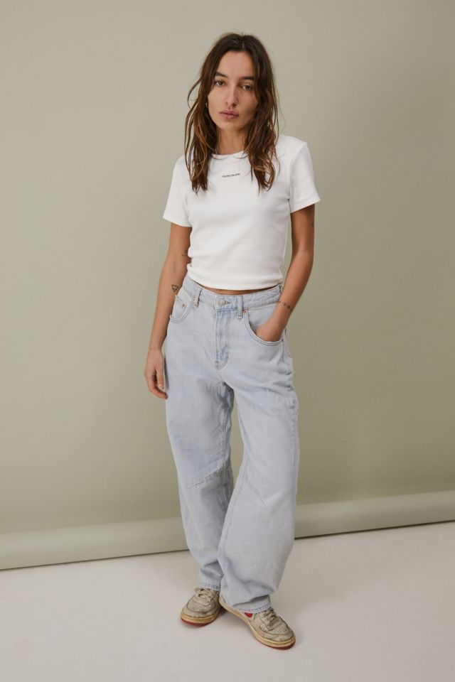 Calvin Klein Cropped Tee Shirt in White