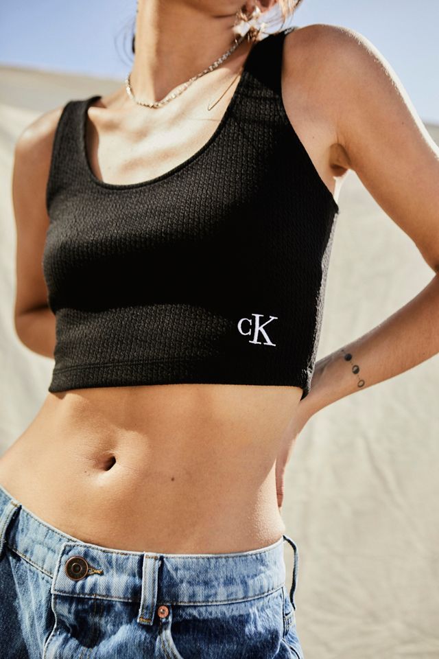 Calvin Klein Black Stretch Ribbed Crop Top #2