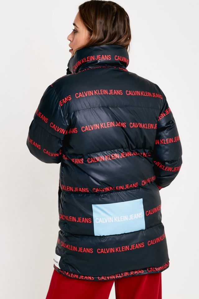 Calvin klein jeans multi logo black puffer jacket new arrivals