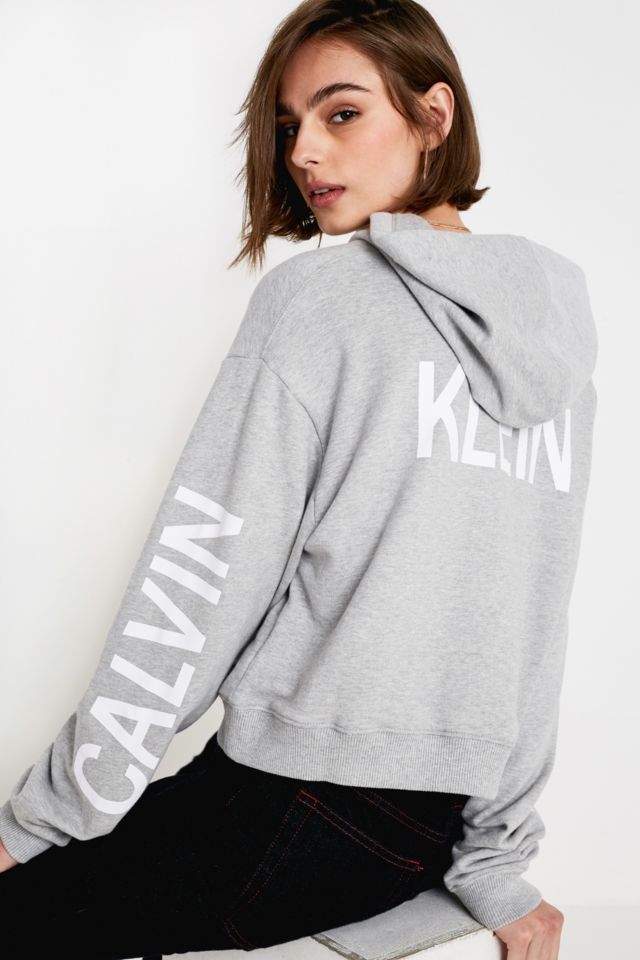 Calvin klein cropped institutional hoodie hotsell