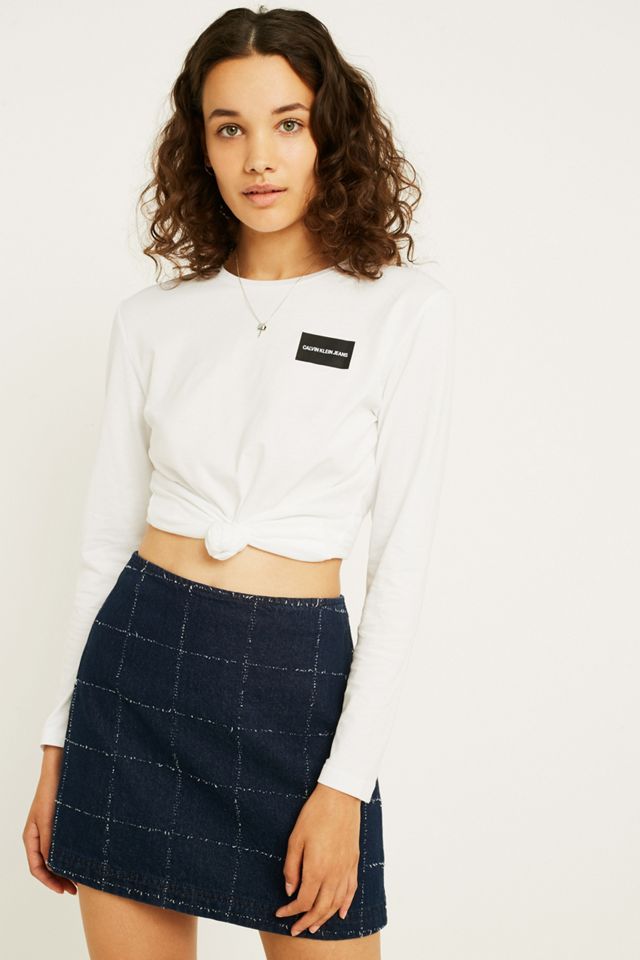 Calvin Klein Jeans Box Logo T-Shirt bianca a maniche lunghe #1