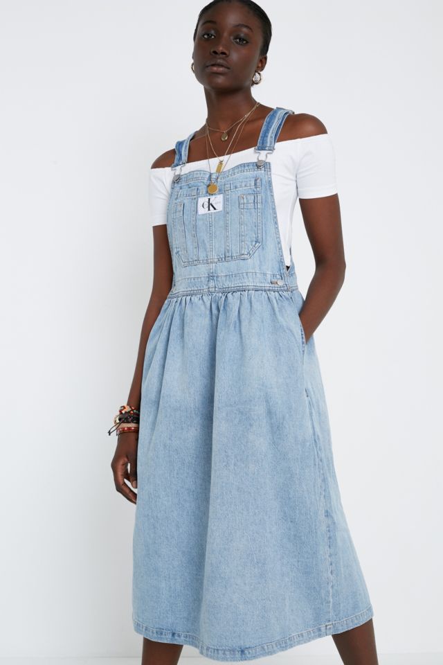 Calvin Klein Jeans Iconic Pinafore Midi Dress Urban Outfitters UK