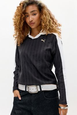 Puma Polo Nera a Maniche Lunghe Rilassata