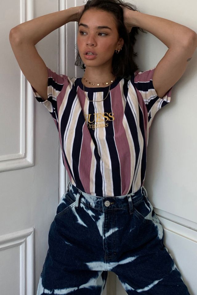 Pink striped 2024 guess shirt