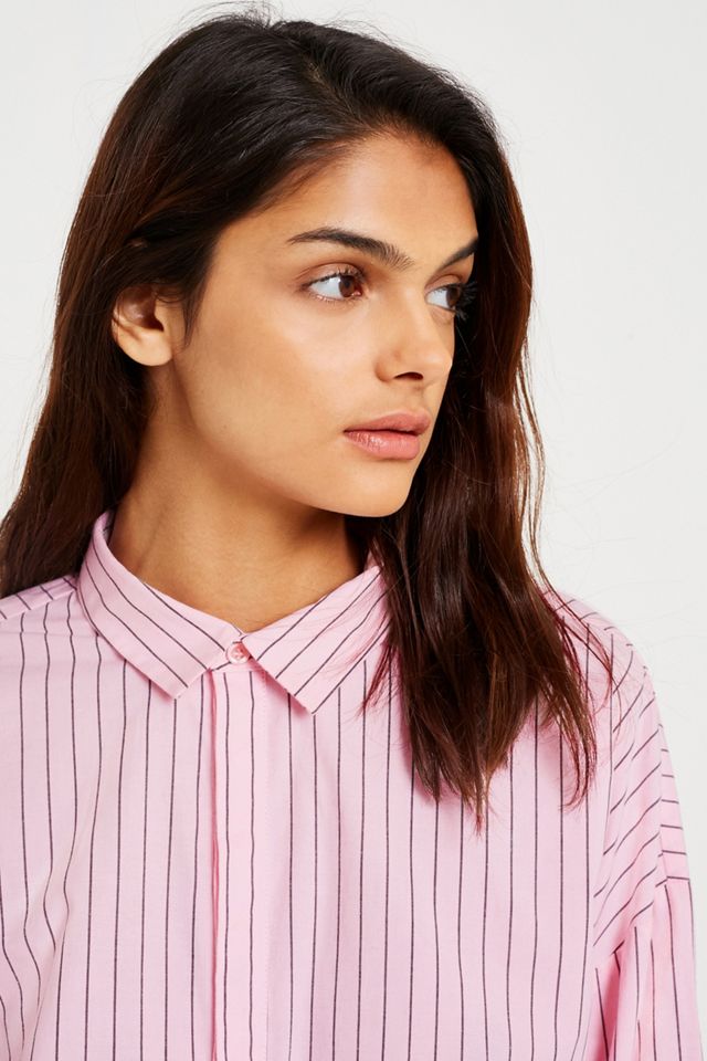 Gestuz Amatistripe Asymmetric Button-Down Shirt #3