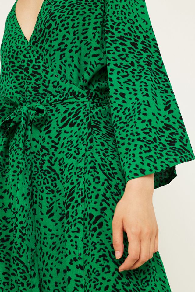 Gestuz Green Leopard Stampa Wrap Dress #1