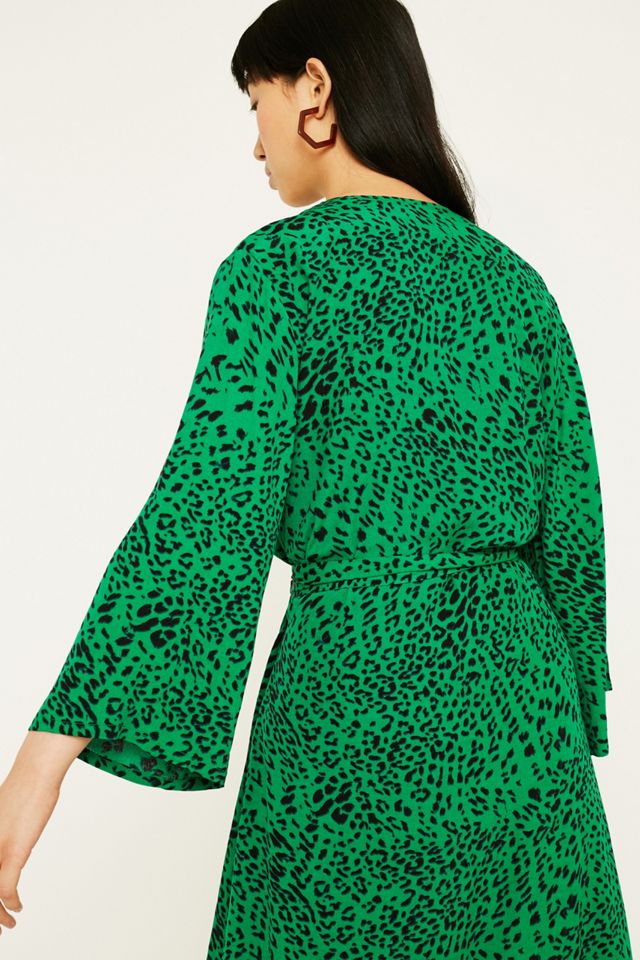 Gestuz Green Leopard Stampa Wrap Dress #4