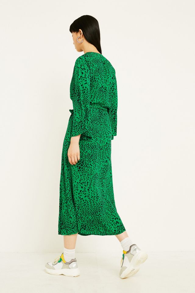 Gestuz Green Leopard Stampa Wrap Dress #5