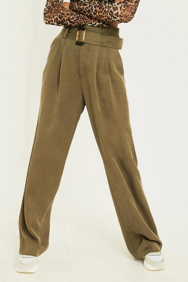 Gestuz Pam Khaki Pantalones con cinturón #4