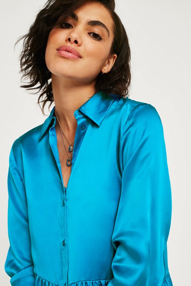 Gestuz – Hemdkleid „Kamma“ aus Seide in Blau #2