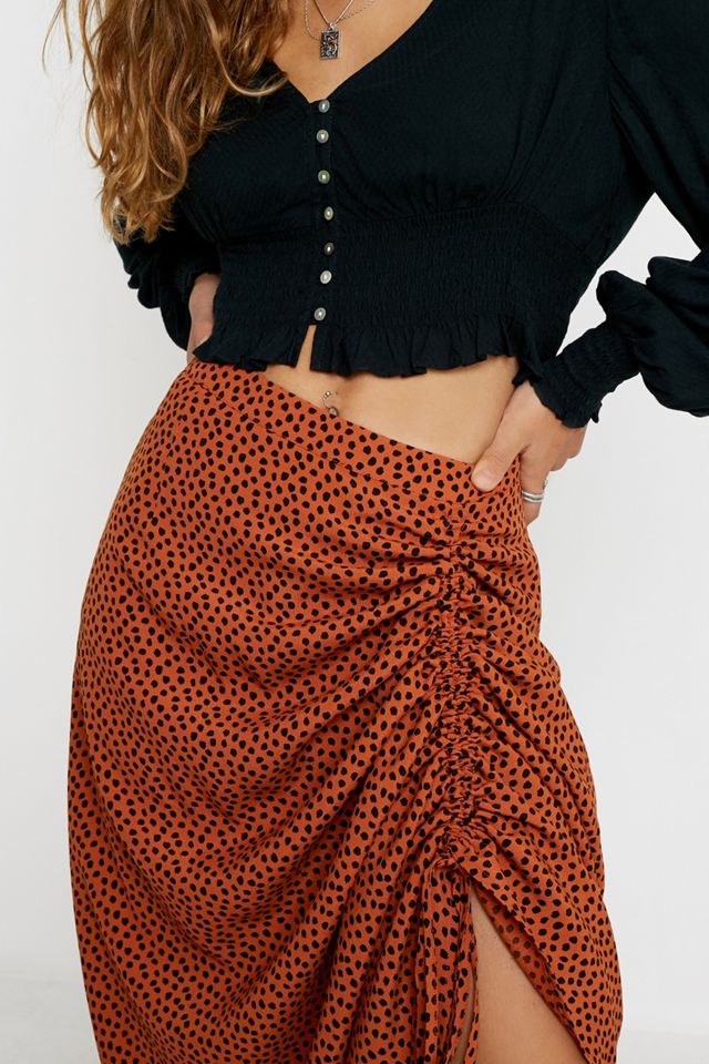 Gestuz Ruched Dot Maxi Skirt #3