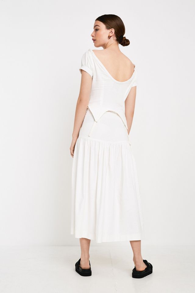 House Of Sunny – Schulterfreies Midikleid „Rustic“ in Weiß #1