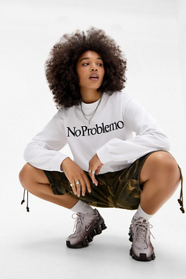 No Problemo White Long Sleeve T-Shirt - White XS at Urban Outfitters