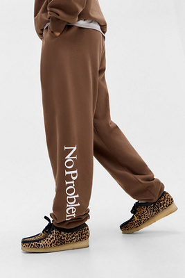 No Problemo Chocolate Logo Joggers - Brown S at Urban Outfitters