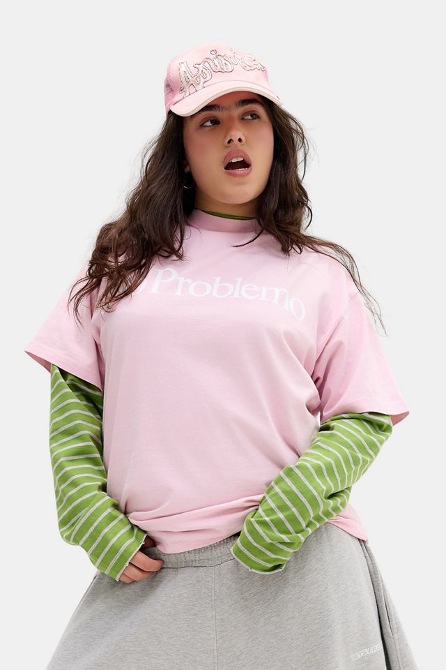 T-Shirt a Maniche Corte Rosa Esclusiva UO No Problemo #5