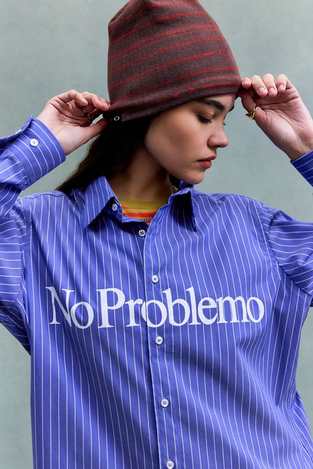 Camisa de Popelina de Manga Larga Azul No Problemo #1