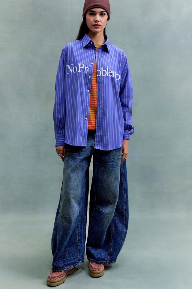 Camisa de Popelina de Manga Larga Azul No Problemo #4
