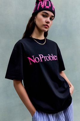 T-shirt manica corta nera e rosa No Problemo