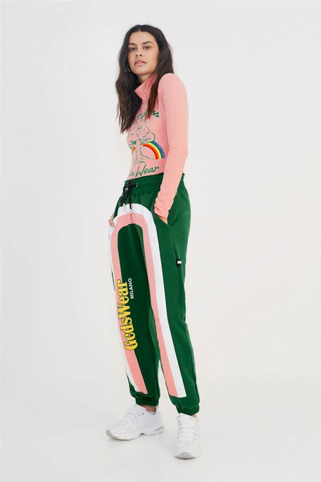 GCDS Green Logo Print Sweatpants #1