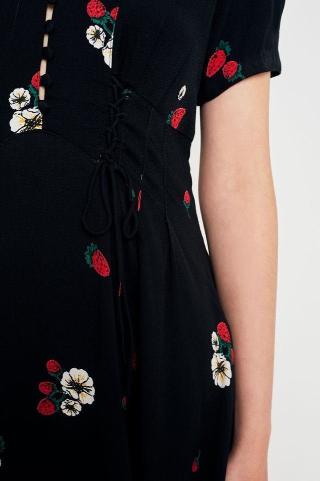 Free People Dream Girl Negro Floral Mini Vestido #4