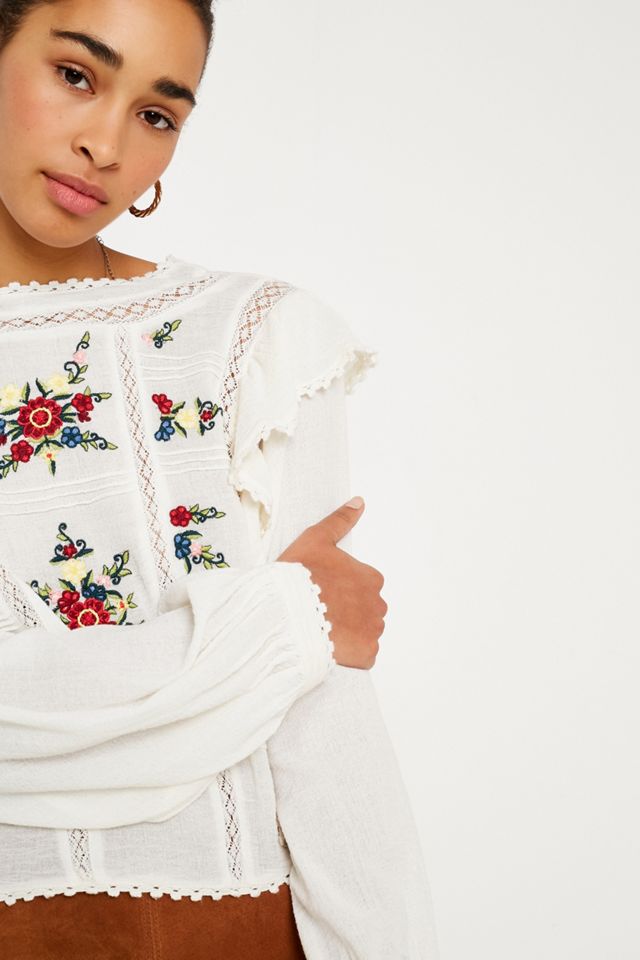 Free People Amy Floral Bordado Top #1