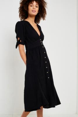 Free People Love of My Life Black Midi Dress Urban Outfitters UK