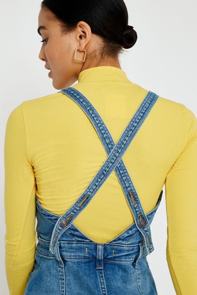 Free People Denim Button-Front Pinafore Abito #5