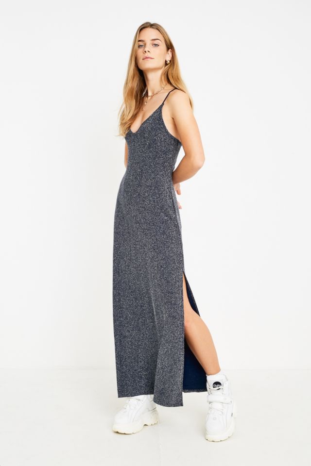 Free People Lola Silver Glitter Maxi Dress