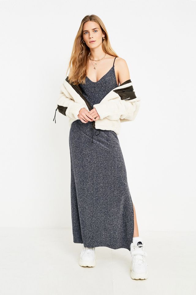 Free People Lola Silver Glitter Maxi Dress