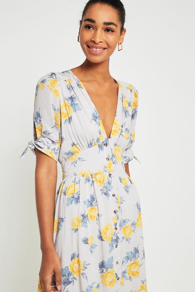 orange wrap midi dress Pink And Orange Floral Print Belted Wrap Midi Dress 8