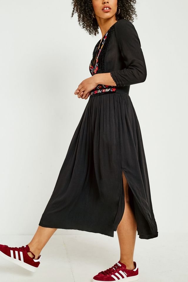 Free People Flora Embroidered Floral Midi Dress | Urban Outfitters UK
