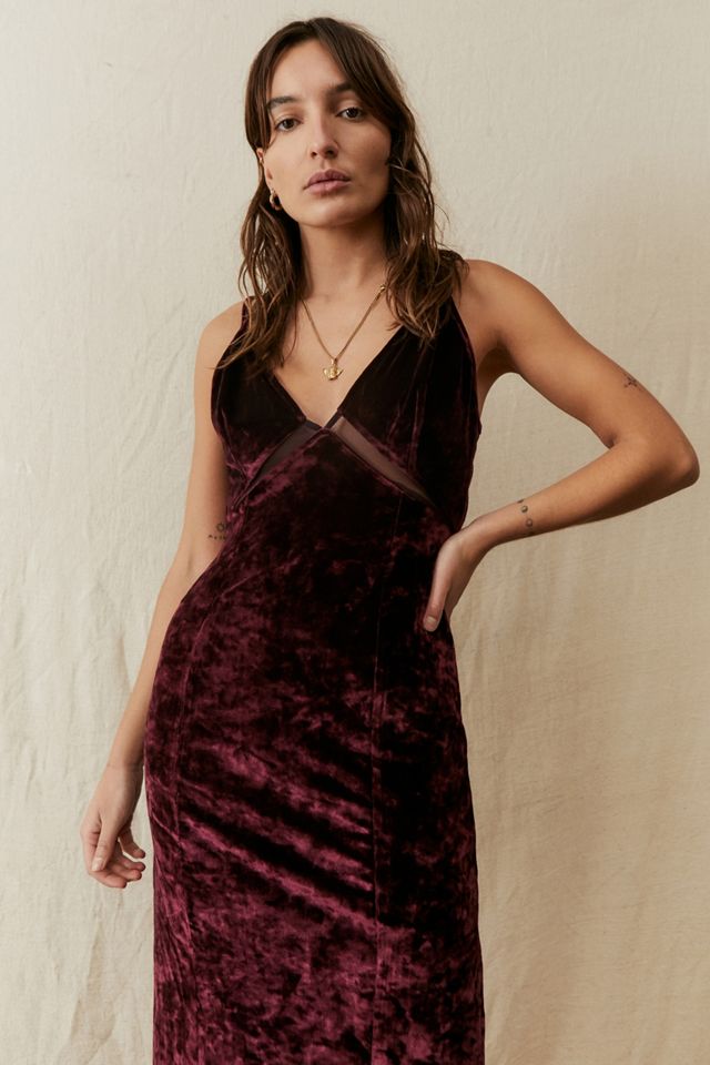 Free People Low Key Crushin' Velvet Maxi Slip Dress #1